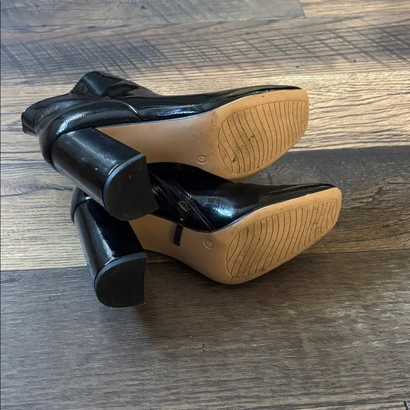 Michael Shannon Black Patent Leather Square Toe Ankle Boots Women’s Size 9 - Picture 7 of 9